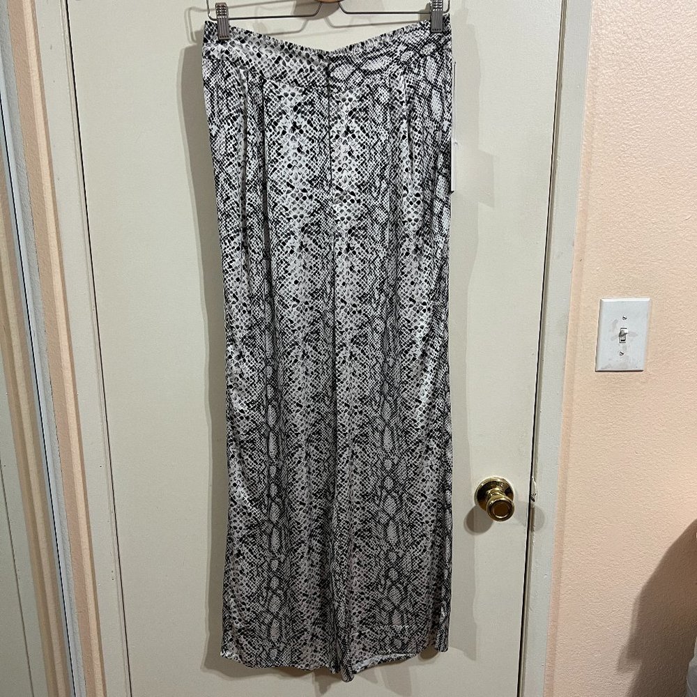 NWT Good American Purely Python Wide Leg Pants Size 3 US Size Large Satin Casual
